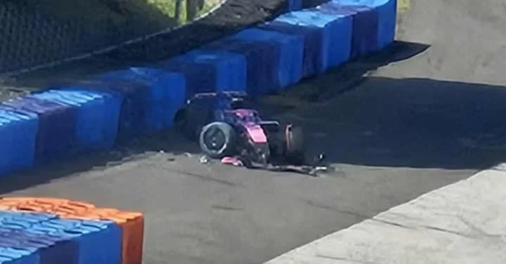 Colapinto sufrió un accidente en las pruebas de neumáticos de Alpine en Hungría