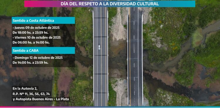 Restricción de tránsito pesado por el Día del respeto a la diversidad cultural