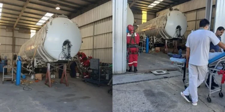 Dos operarios cayeron dentro de un tanque de oxígeno en La Plata y resultaron heridos