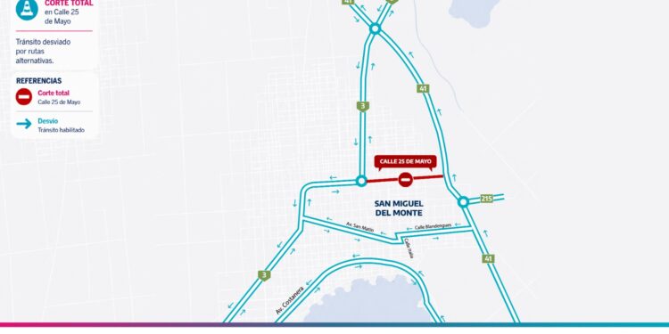 San Miguel del Monte: corte total por obras en calle 25 de Mayo